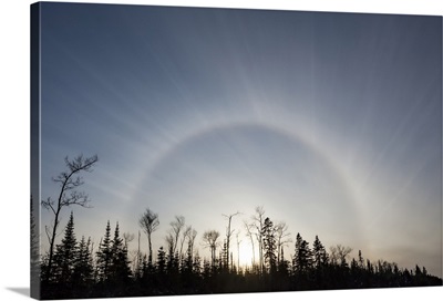 Sun Halo In Blue Sky Over Silhouetted Trees, Sault St. Marie, Michigan
