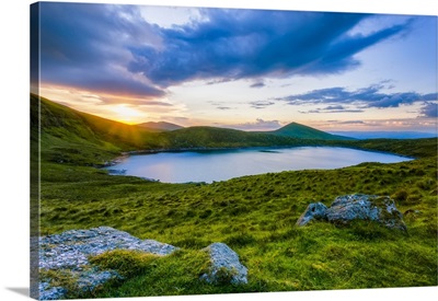 Sun Setting Over Lough Muskery In The Galty Mountains, County Limerick, Ireland