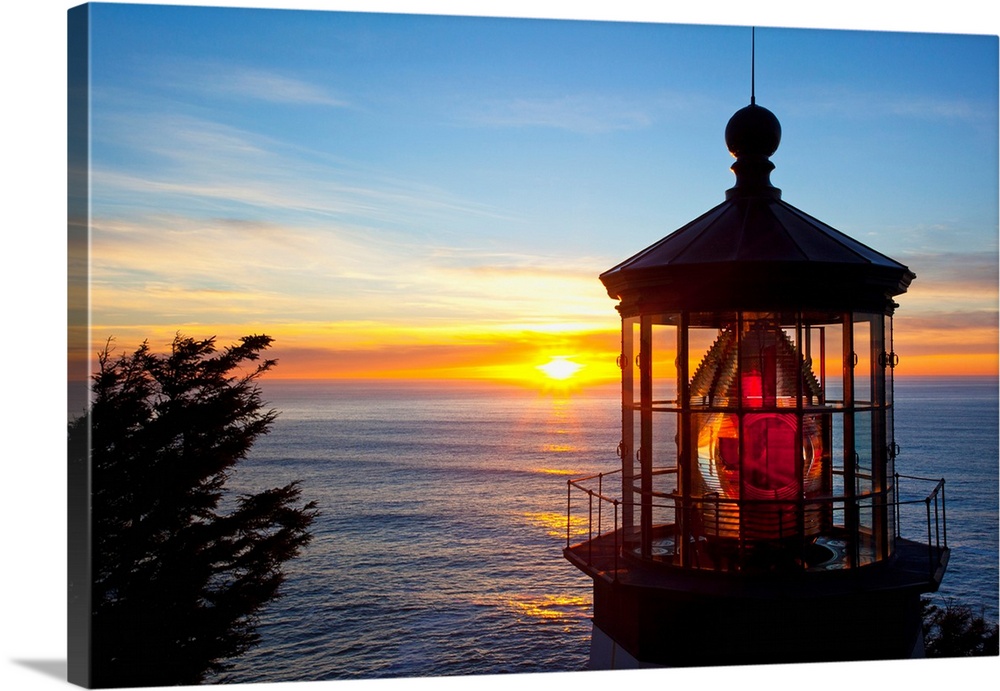 Sunset at cape Meares light on the Oregon coast, Oregon, united states of America.