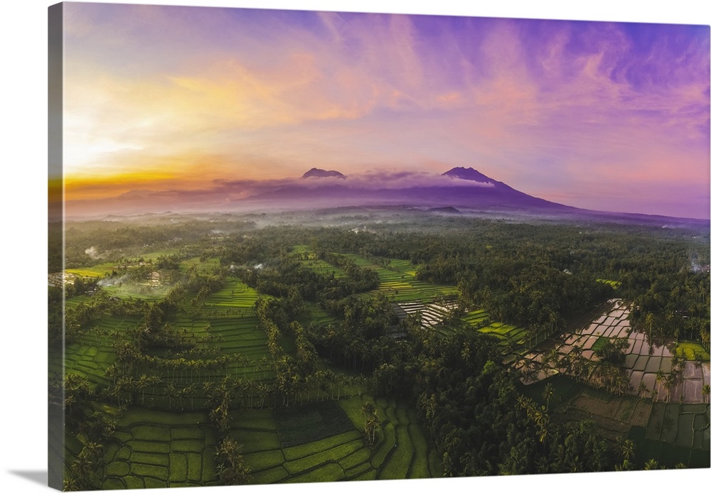 Sunset at Licin Rice Terraces; East Java, Java, Indonesia