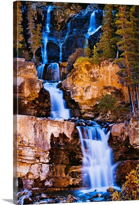 Tangle Falls At Dusk, Jasper National Park, Alberta, Canada