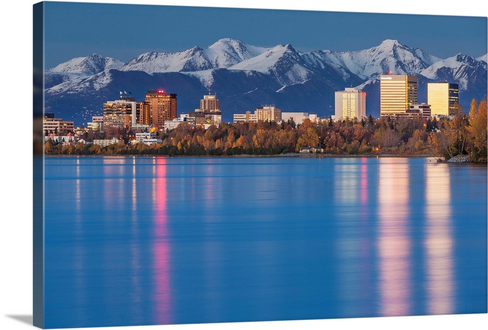 The Anchorage Skyline, Knik Arm, Cook Inlet, Anchorage, Alaska, USA Wall Art, Canvas Prints