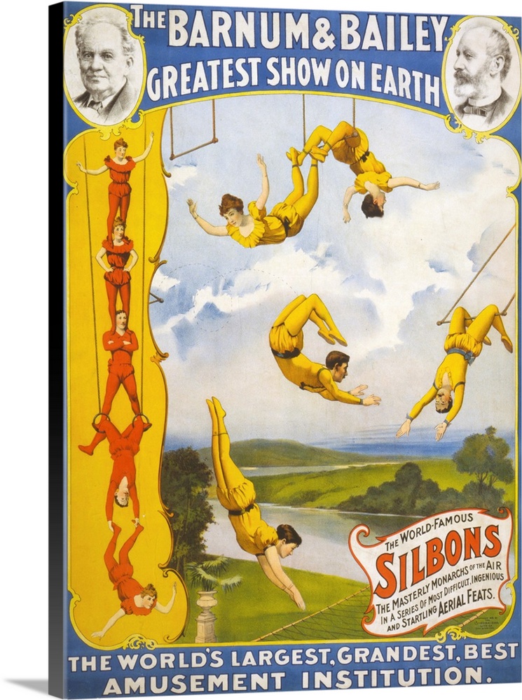 The Barnum & Bailey greatest show on earth c1896 : Circus poster showing trapeze artists.