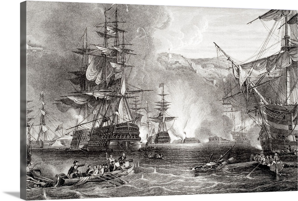 The Bombardment Of Algiers By Lord Exmouth In 1816. Engraved By T. Brown After George Chambers. From The Book "Illustratio...