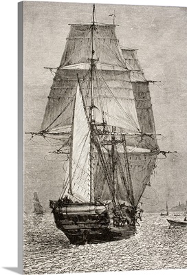 The Brig HMS Beagle From Journal Of Researches By Charles Darwin 1890