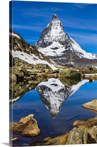 The Matterhorn Reflected In A Lake Near Riffelsee At Zermatt, Switzerland image thumbnail