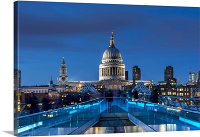 The Millennium Footbridge And St. Paul's Cathedral At Night