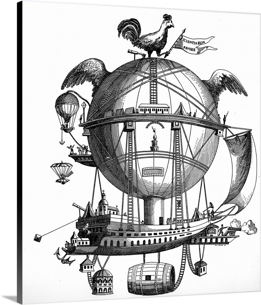 Engraving depicting the Minerva Balloon designed by Etienne-Gaspard Robert. Etienne-Gaspard Robert a Belgian physicist, st...