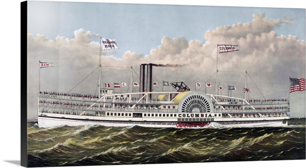 The new excursion steamer Columbia: 'gem of the ocean' Published by Currier & Ives, c1877.