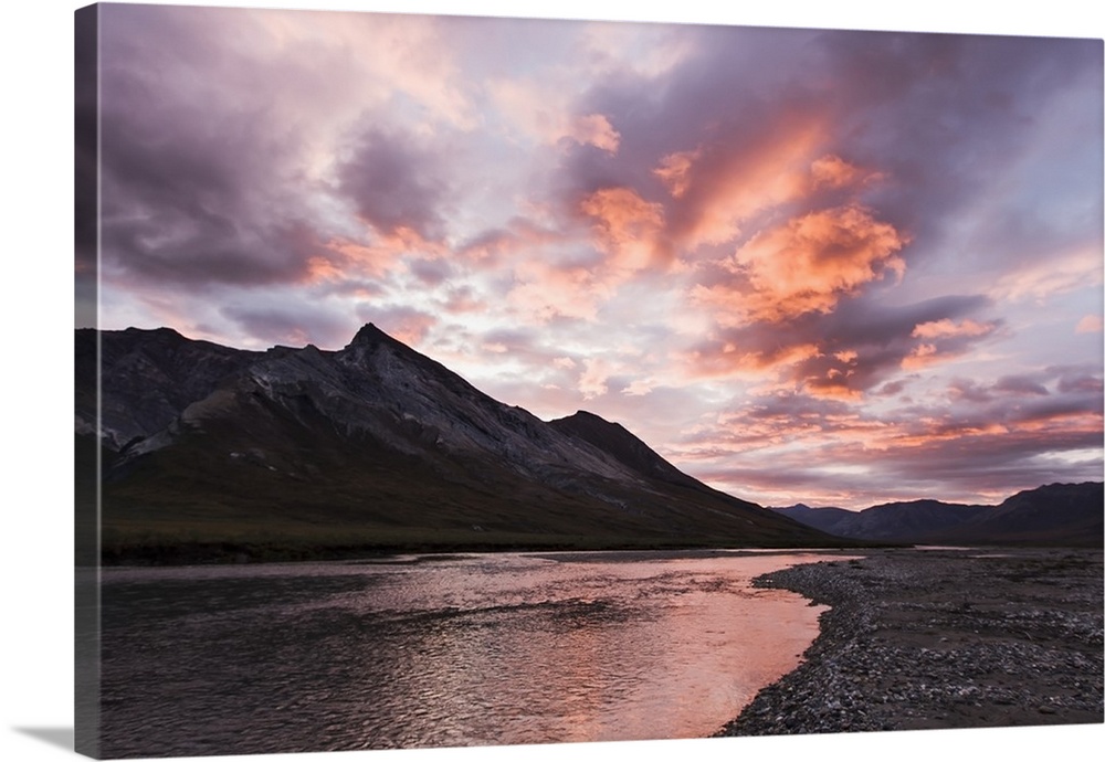 The Noatak River At Sunset, Brooks Range, Arctic Alaska, Summer