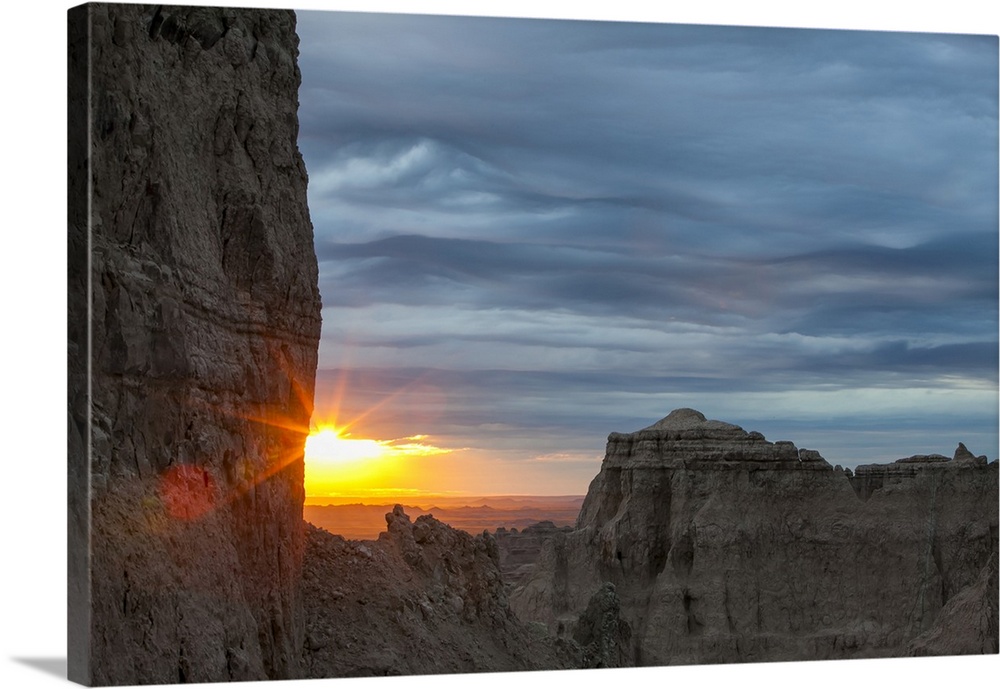 The sun rises over Badlands National Park, South Dakota, United States of America