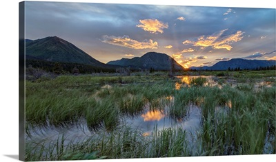 The sun sets near Annie Lake, Whitehorse, Yukon, Canada