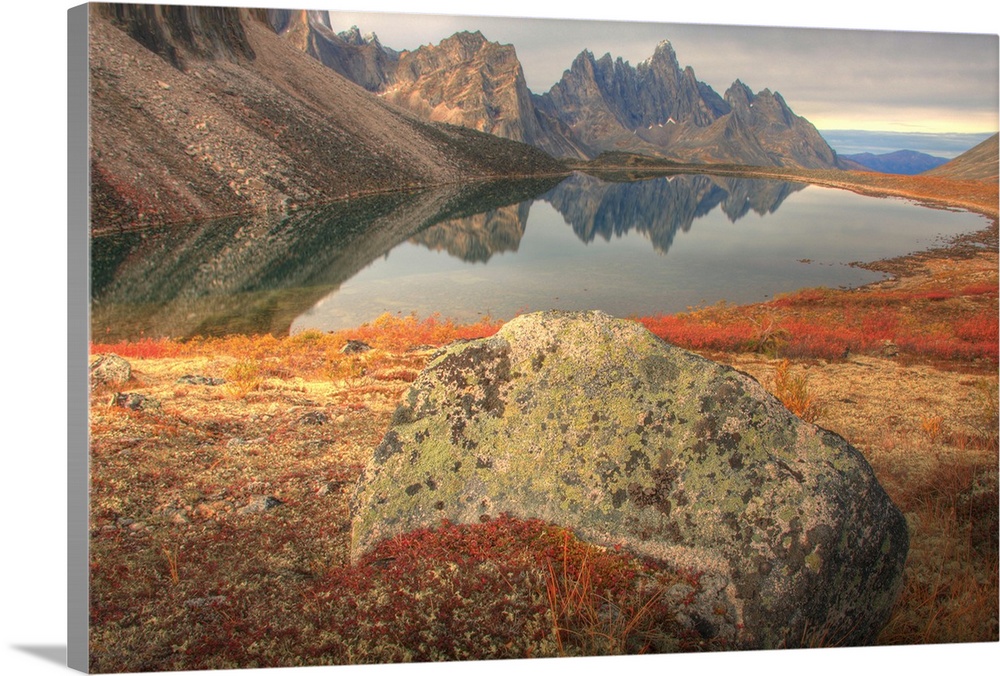 Tombstone Mountain Reflected In Talus Lake In Autumn, Yukon, Canada
