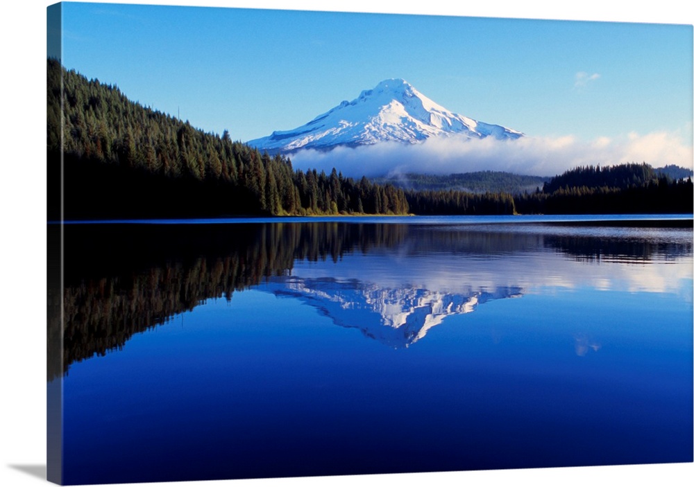Trillium Lake With Reflection Of Mount Hood, Mount Hood National Forest