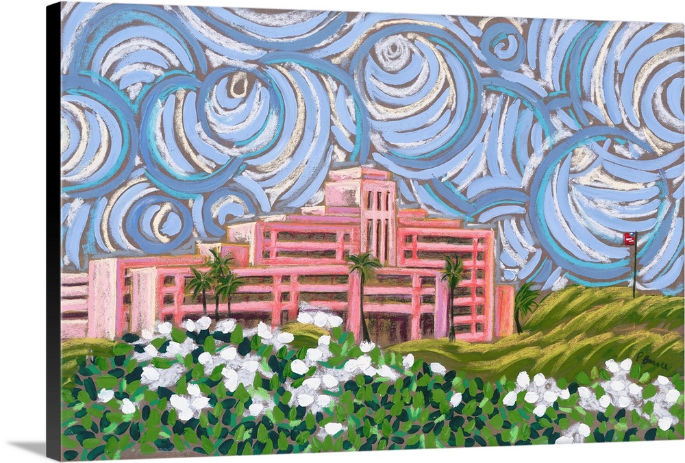 Trippin At Trippler, Hawaii, Oahu, Landscape Of Trippler Army Medical Center (Originally Acrylic Painting).