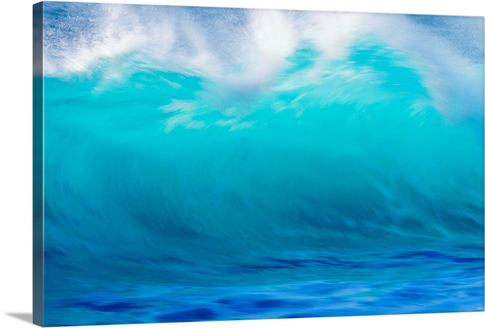 Turbulent Turquoise Wave With Windspray, Blurred