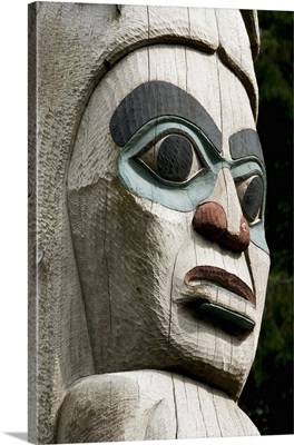 United States, Alaska, Ketchikan, Totem Heritage Center, carvings on totem pole