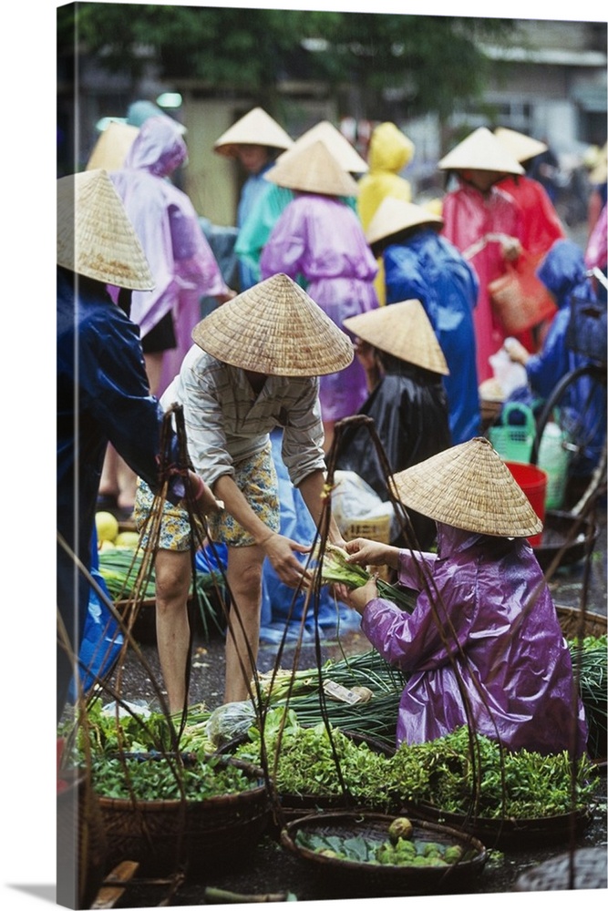 Vietnam, People At Street Vegetable Market