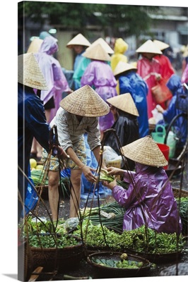 Vietnam, People At Street Vegetable Market