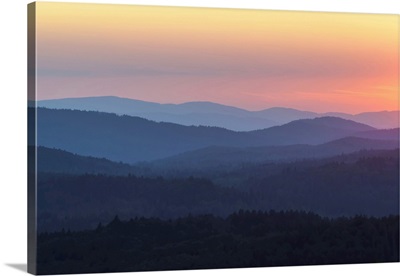 View From Lusen Mountain At Sunset, Bavarian Forest National Park, Germany