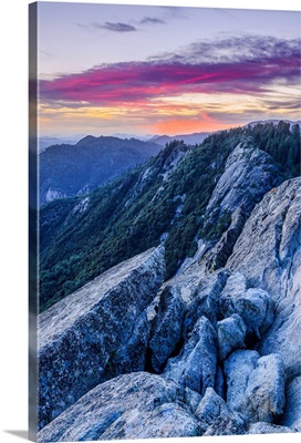 View from Moro Rock at dusk, Sequoia National Park; California, United States of America