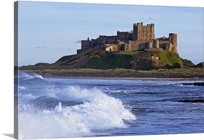 View From Ocean Of Bamburgh Castle, Northumberland, England