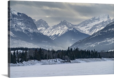 View Of Rocky Mountains Outside Of Banff National Park, Alberta, Canada