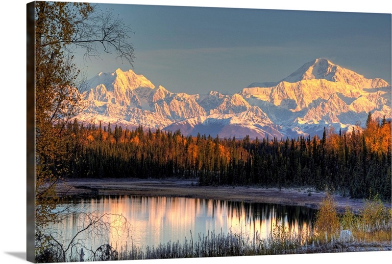 View of southside Mount McKinley and Mount Hunter at sunrise | Great