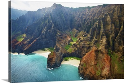 View Of The Rugged Coastline Along A Hawaiian Island, Na Pali Coast; Kauai, Hawaii