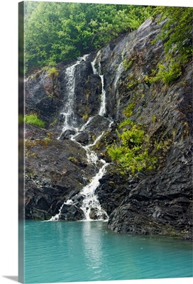 View of waterfalls in Passage Canal, Whittier, Southcentral Alaska, Summer