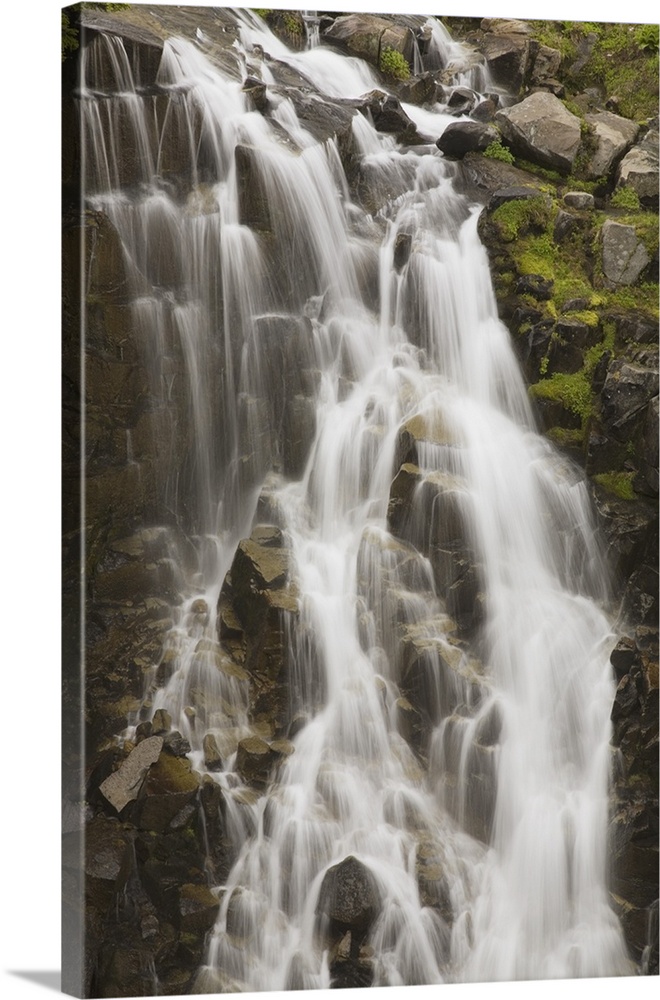Waterfall Flowing Over Rocks; Washington