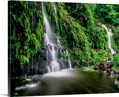 Waterfall on Southeast coast of Upolu Island, Upolu Island, Samoa