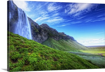 Waterfall Seljalandsfoss along the southern coast of Iceland