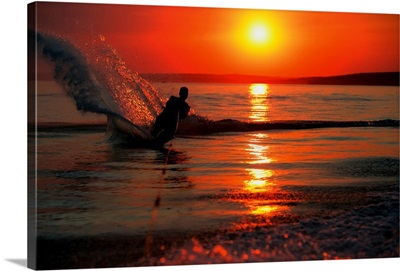 Waterskiing At Sunset