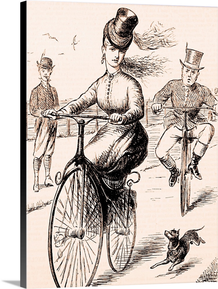 Woman riding a bicycle. 'Punch' illustration 1869.