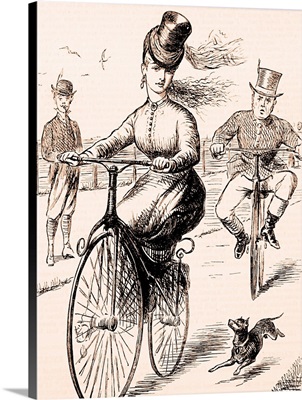 Woman Riding A Bicycle, 'Punch' Illustration 1869