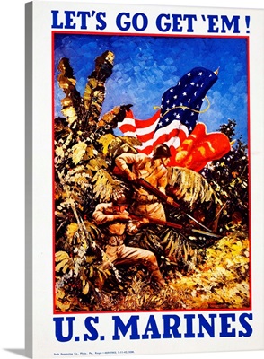 World War II Recruiting Poster Shows Marines Bearing Rifles With Bayonets, C. 1942