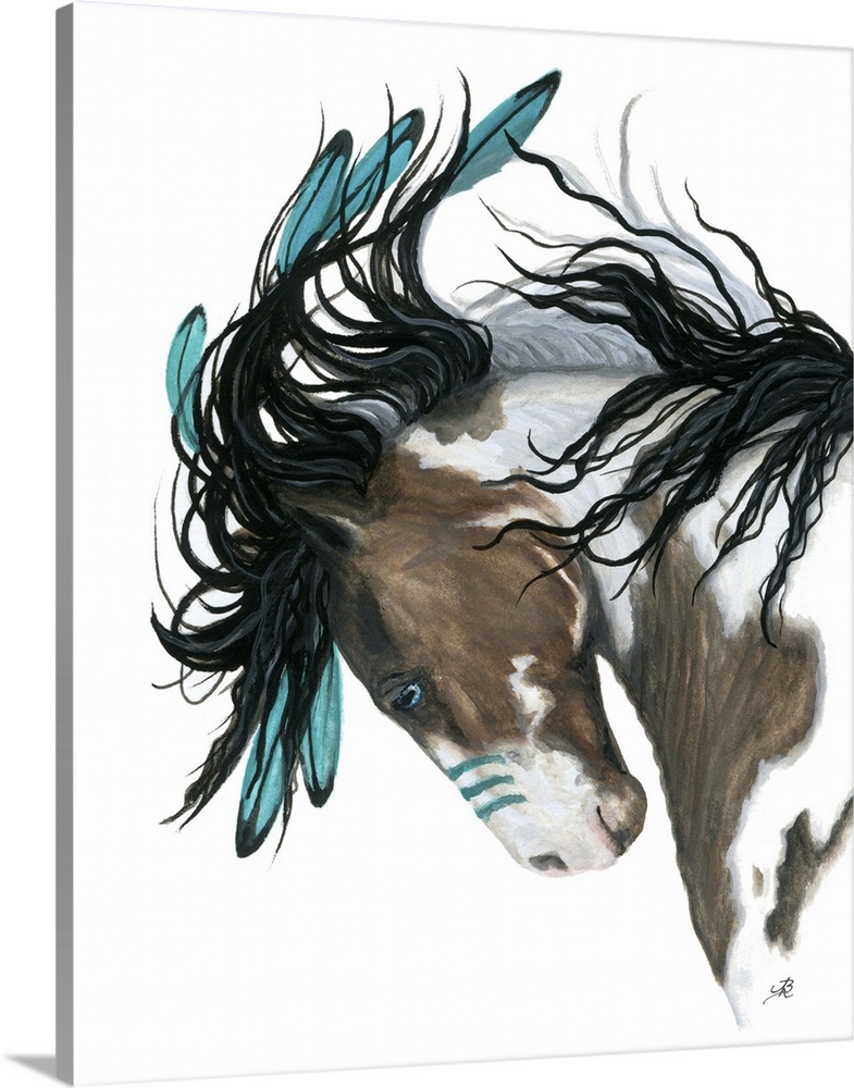 Majestic Series of Native American inspired horse paintings of a painted pony.