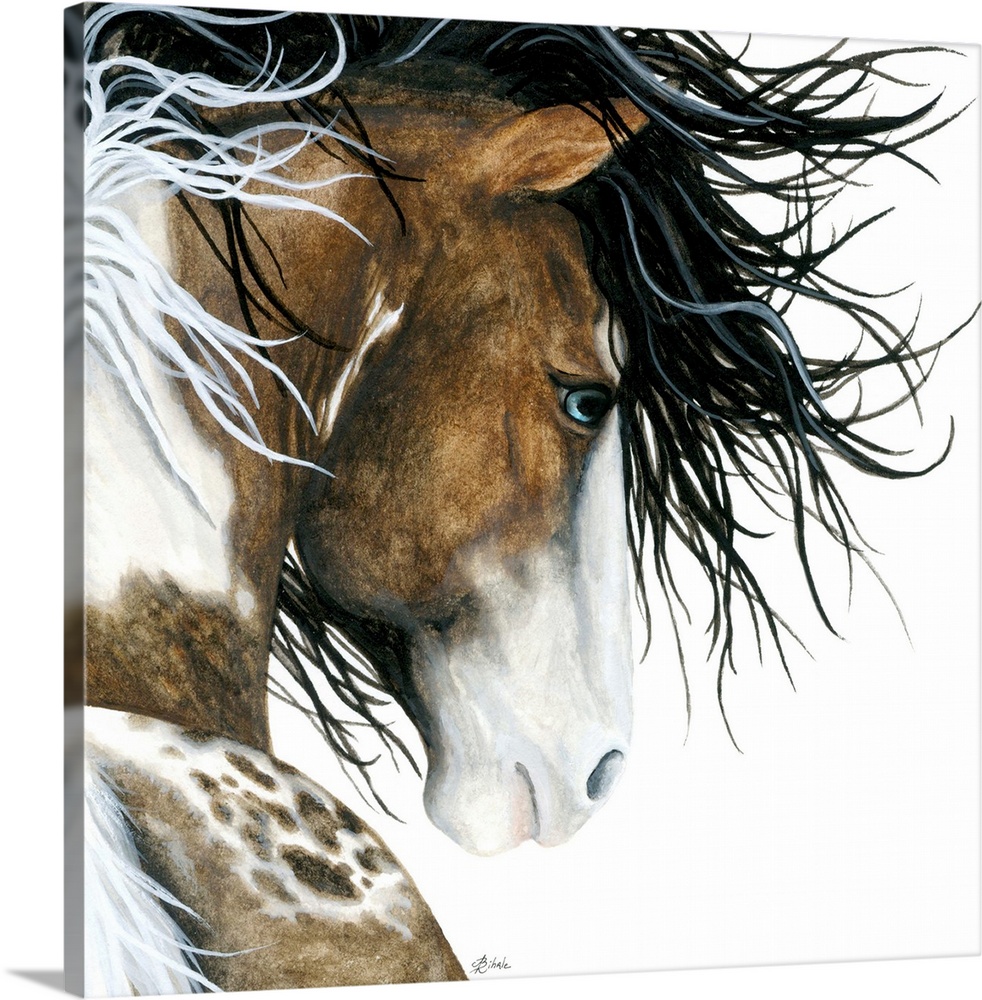Majestic Series of Native American inspired horse paintings of a Pintaloosa horse.