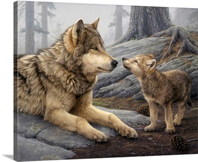 Scratchboard Wolf III | Large Metal Wall Art Print | Great Big Canvas