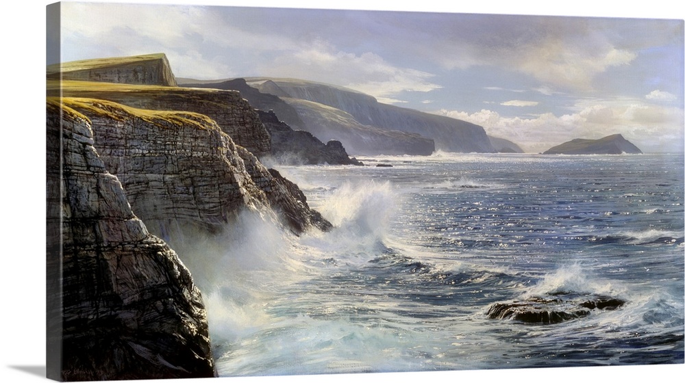 Coastline View Of Puffin Islands From Portmagee, Kerry
