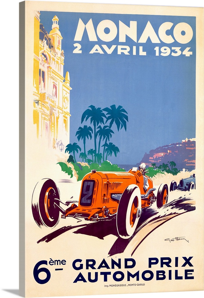 Vintage Auto Poster, Monaco F1 Grand Prix
