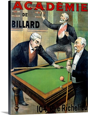 Academie de Billard, Vintage Poster, by A. Gallice