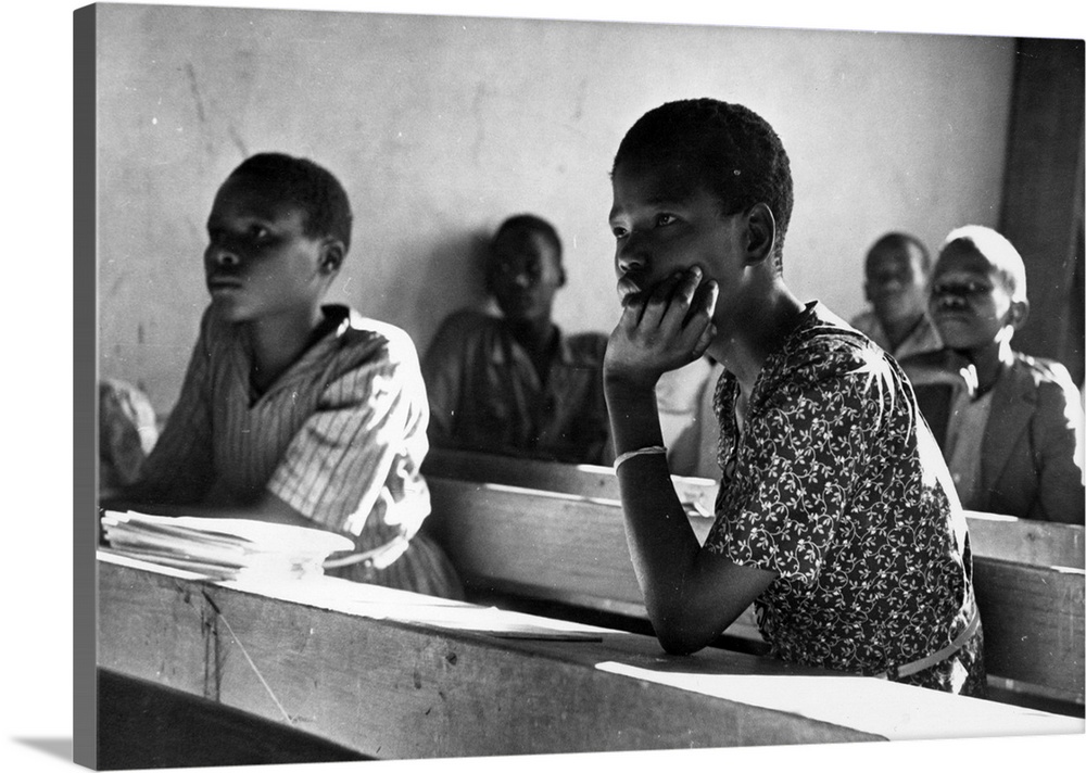 29th April 1950:  Children in the village of Serowe listening attentively to their schoolteacher Original Publication: Pic...