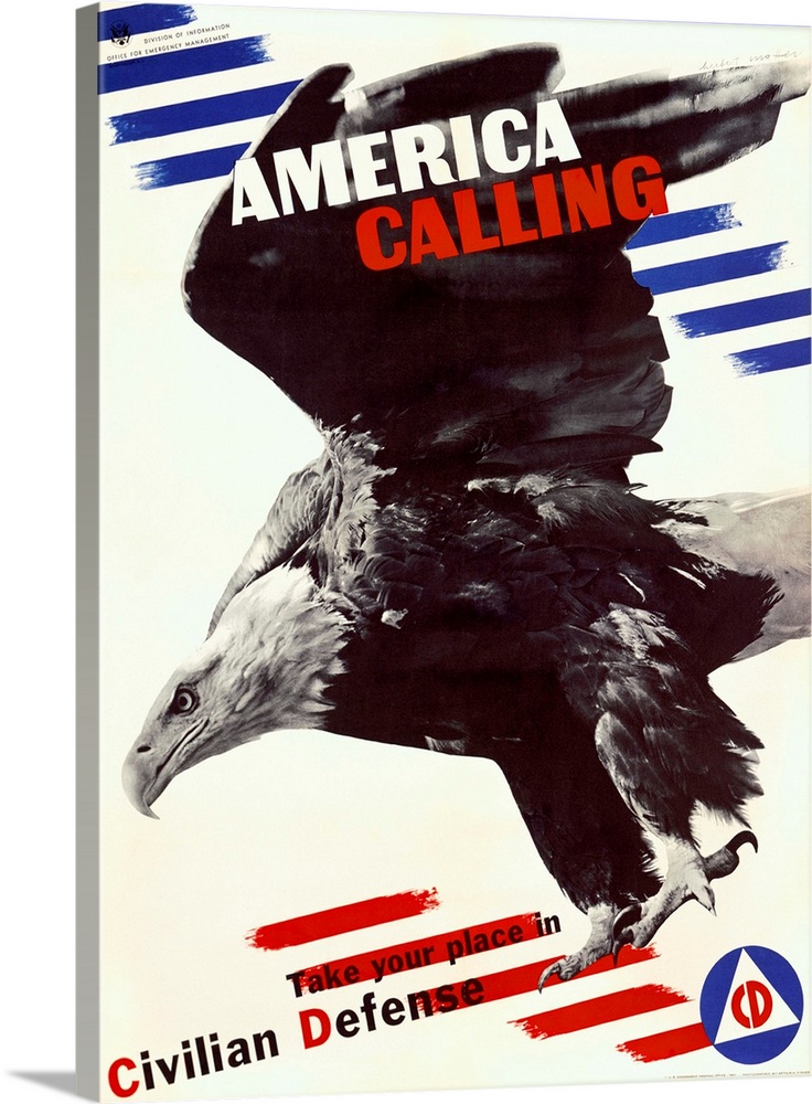 America Calling, Civilian Defense, Vintage Poster, by Herbert Matter