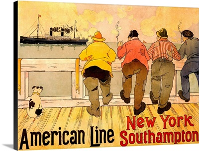 American Line, New York to Southampton, Vintage Poster, by Henri Cassiers