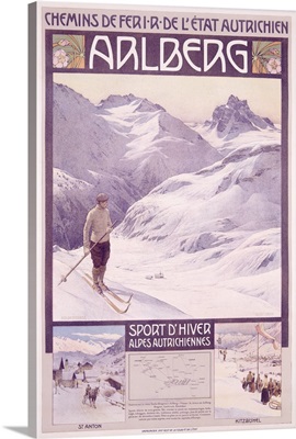 Arlberg Alpine Snow Ski, Vintage Poster