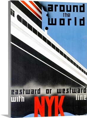 Around the world, NYK line, Vintage Poster, by George Hemming