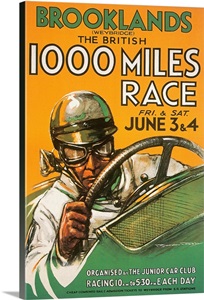 Brooklands, 1000 Miles Race, Vintage Poster image thumbnail