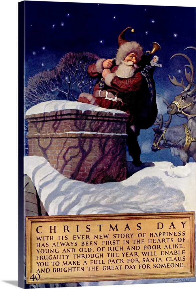 Christmas Day, National Savings Bank, Vintage Poster Wall Art, Canvas ...